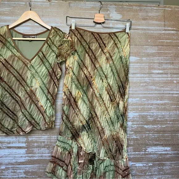 Double D Ranch Ruffle Ombre Striped Skirt Set NFR Western Rodeo Boho Womens S - Picture 5 of 8